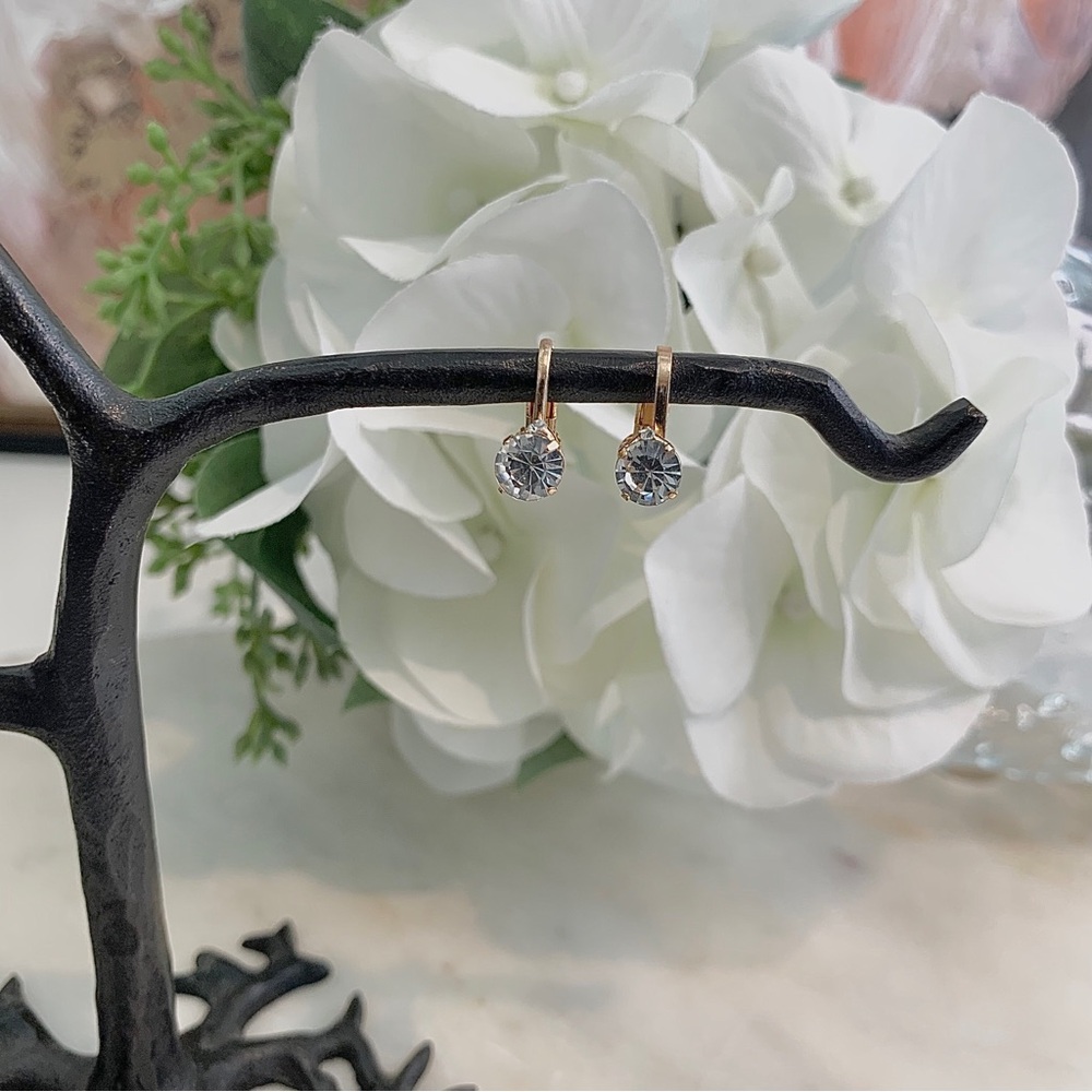 VINTAGE ZIRCONIA EARRINGS GOLDEN FAUX ZIRCONIA EARRINGS